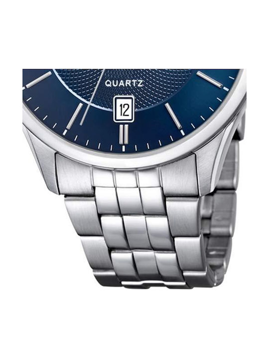 Festina Ανδρικό Ρολόι 42mm Μπαταρίας με Ασημί Μεταλλικό Μπρασελέ