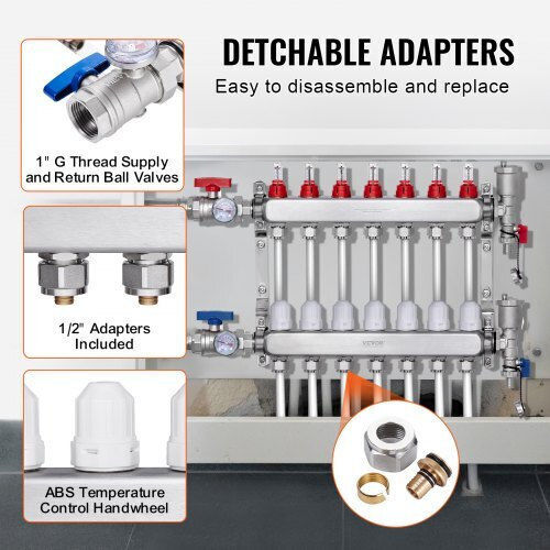 Vevor Floor Heating Manifold Set 7-Branch Pex Pipes 1/2" Drfsqbxg7hlg5odpqv0