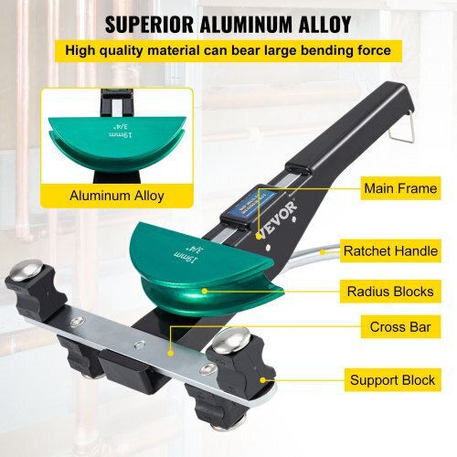 Îndoitore țevi de cupru Vevor 7 matrițe multicolore 1/4-7/8 inci 90° îndoire 6-22 mm cupru și aluminiu Jlwgjtjzfxbddppu3v0