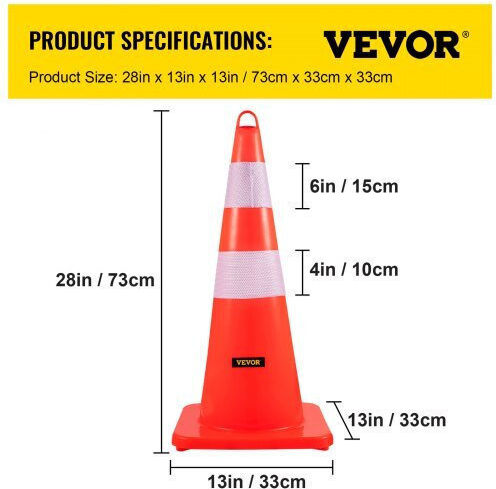 Vevor Con de circulație în Portocaliu Culori 10cm x 10cm