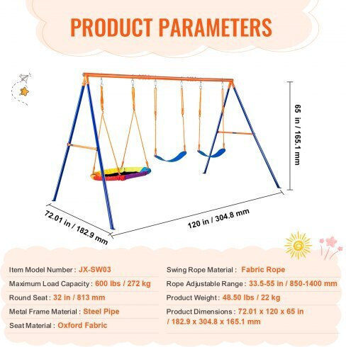 Vevor Metal Hanging Swing 32x32x32cm