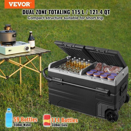 Vevor Преносим Хладилник 115л Капацитет 12V Сив