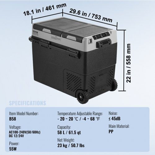 Vevor Φορητό Ψυγείο 58lt Μαύρο