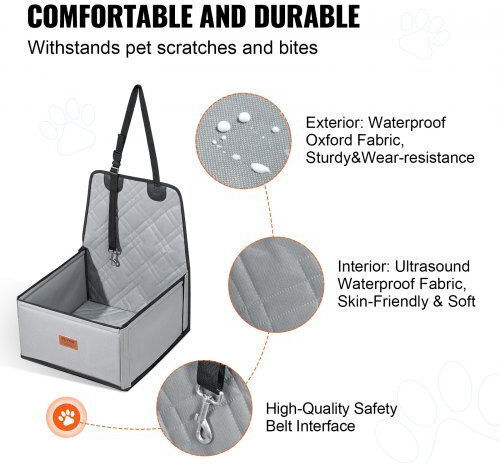 Vevor Waterproof Dog Car Seat Gray