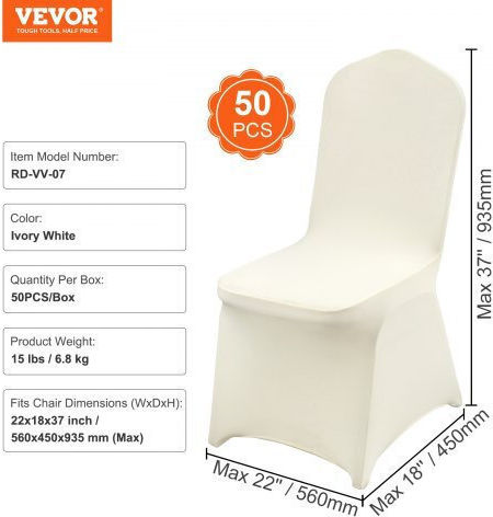 Vevor Ελαστικό Κάλυμμα Καρέκλας Λευκό 50τμχ Vevor Ελαστικό Κάλυμμα Καρέκλας Λευκό 50τμχ
