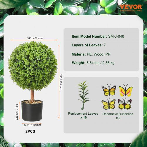 Künstlicher Baum für den Außenbereich Grün 61cm 2Stück Vevor