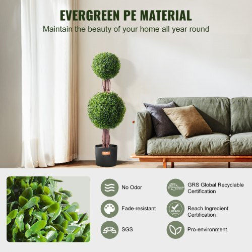 Künstlicher Baum für den Außenbereich Buxus (Gewöhnlicher Buchsbaum) Grün 91.44cm 2Stück Vevor