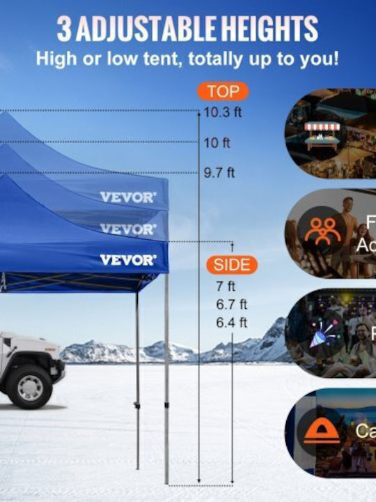 Vevor Πλαϊνή Τέντα Βεράντας Μπλε 3x3m
