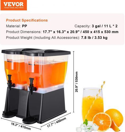 Vevor Beverage Dispenser 2x3 Gallons Party Plastic Juice Dispenser Base Faucet Ylfpqslfpqslws7mzv0