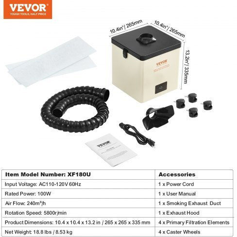Vevor PYJ100WLDS00LFCS4V2 Σύστημα Αναρρόφησης Σκόνης Ηλεκτροκόλλησης