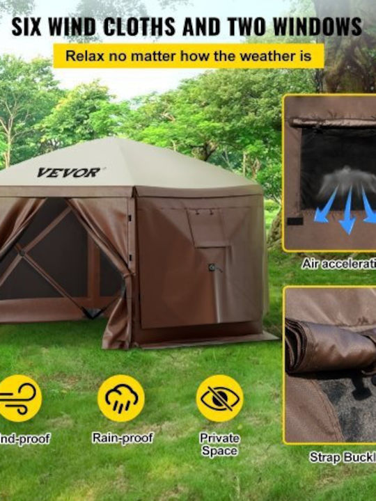Foișor de Camping Vevor Pop-Up cu 6 Laturi 12' X 12' Parasolar Mzy612ft12ft604drv0