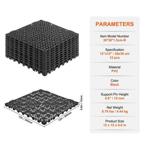 Vevor Плочка за градински под от PVC 30x30бр 12бр
