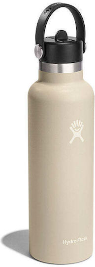 Hydro Flask Standard Mouth Flex Bottle Thermos 621ml Oat with Straw