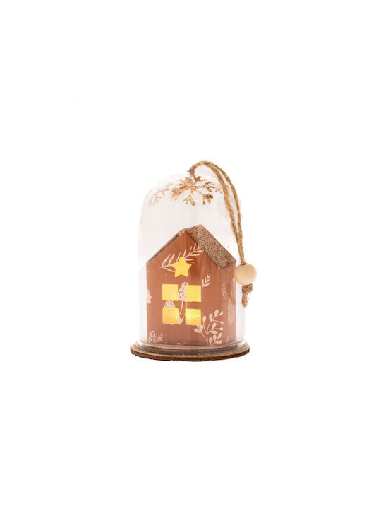 Hanging Ornament House Plastic Ecru 6x6cm