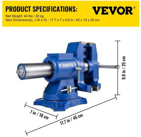 Vevor Rotating Vise Made of Cast Iron with Maximum Opening 127mm