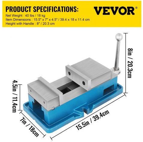 Vevor Fixed Countertop Vise Made of Cast Iron with Maximum Opening 127mm