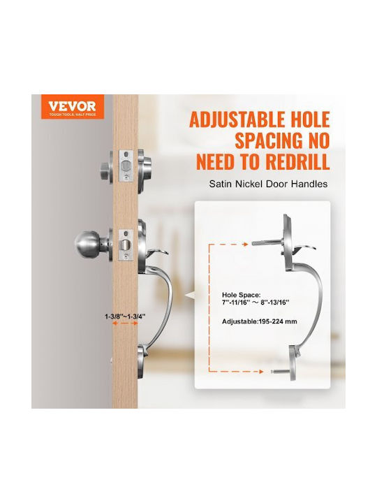 Set de Mâner și Încuietoare pentru Ușă Vevor Satin Nickel Xnsbdmndshxlgyj8mv0
