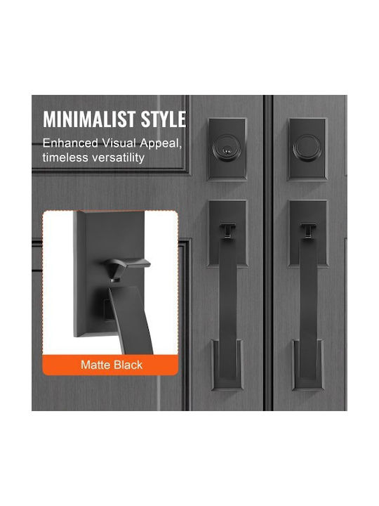 Vevor Double Door Handle Set Matte Black for Front Door or Office Smsbyghdshxlz8lo2v0