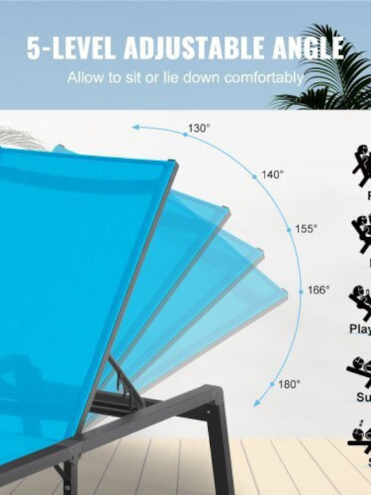 Set of 2 Adjustable Vevor Outdoor Sun Loungers with 5 Positions Jstygdtylskzun91kv0
