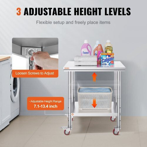 Vevor Stainless Steel Workbench 30x24" Wheels Kitchen Sygzt30x24indjl01v0
