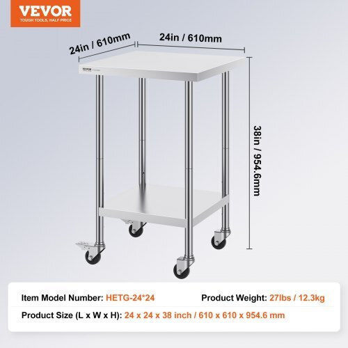 Τραπέζι Εργασίας Ανοξείδωτο Vevor 24x24 Ρόδες Cfbxggztlcdjltpn7v0