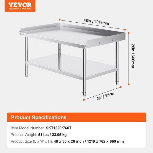 Professionelle Edelstahl-Werkbank 30"x48" Vevor Cfbxggztsbt3x3g63v0