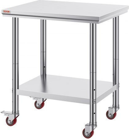 Vevor Stainless Steel Workbench 30x24" Wheels Kitchen Sygzt30x24indjl01v0