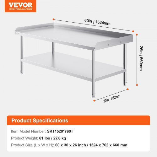Professional Inox Workbench 30"x60" Vevor Restaurants Cfbxggztsbt3tq6l7v0