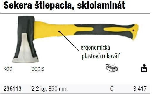 Strend Pro 236113 Τσεκούρι Σχισίματος Μήκους 60cm και Βάρους 2.2kg με Λαβή Fiberglass