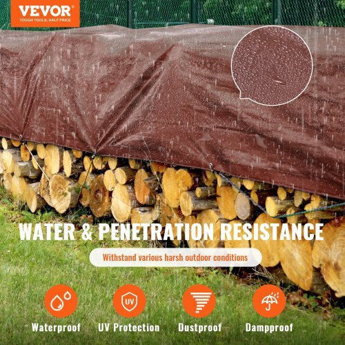 Vevor Waterproof Tarpaulin 12.192x6.096m. Brown
