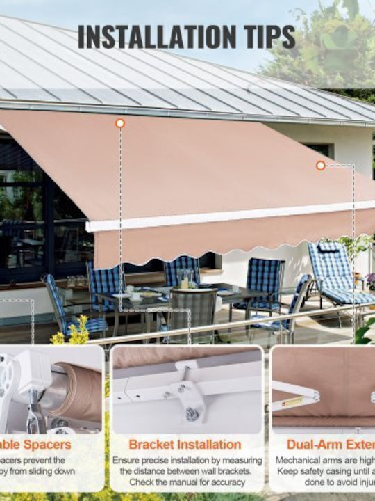 Vevor Terrace Wall Tent Beige 2.43x2.14cm