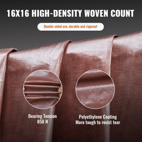 Vevor Waterproof Tarpaulin 12.192x6.096m. Brown