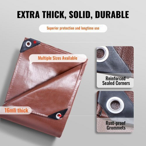 Vevor Waterproof Tarpaulin 12.192x6.096m. Brown
