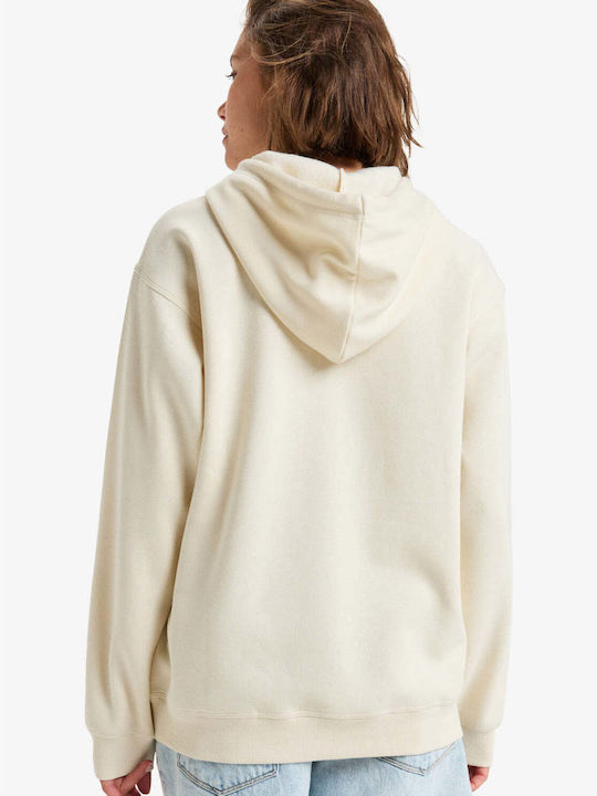 Roxy Surf Stoked Women's Long Hooded Fleece Sweatshirt Parchment