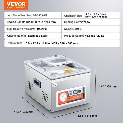 Vevor Συσκευή Vacuum με Μέγιστο Μήκος Σφραγίσματος 259.08mm