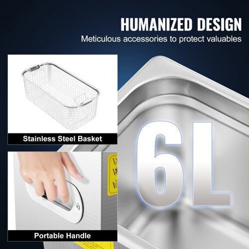 Vevor Ultrasonic Cleaner 6L Inox with Digital Timer