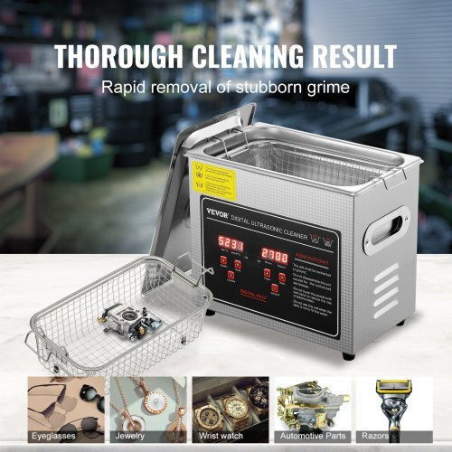 Vevor Ultrasonic Cleaner 3Lt Inox With Digital Timer
