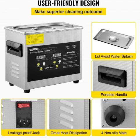 Vevor Ultrasonic Cleaner 3lt with Digital Timer