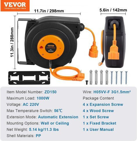 Vevor mit Kabel 15m Schwarz