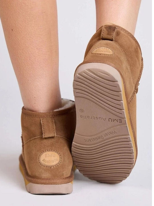 Leather Women's Ankle Boots Tabac Brown