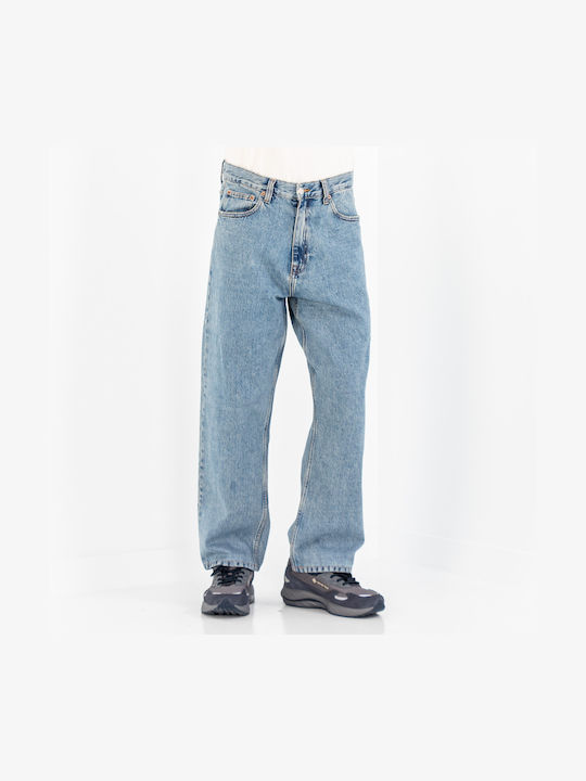 Omar Men's Jeans Pants with Loose Straight Fit Blue