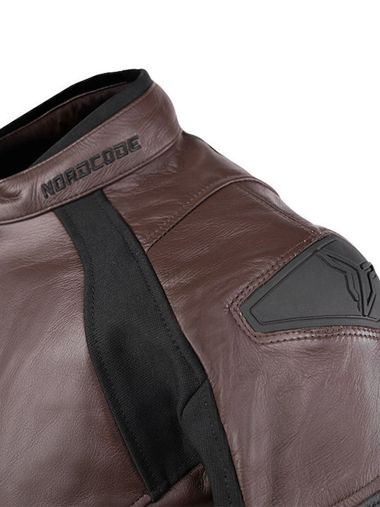 Nordcode Racer Herren Motorradjacke Leder 4 Jahreszeiten Braun
