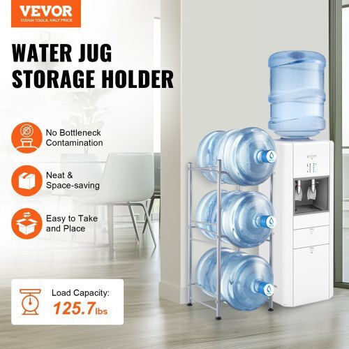 Vevor Water Shelf 3 Levels 3 Silver Bottles