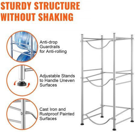 Vevor Water Shelf 3 Levels 3 Silver Bottles