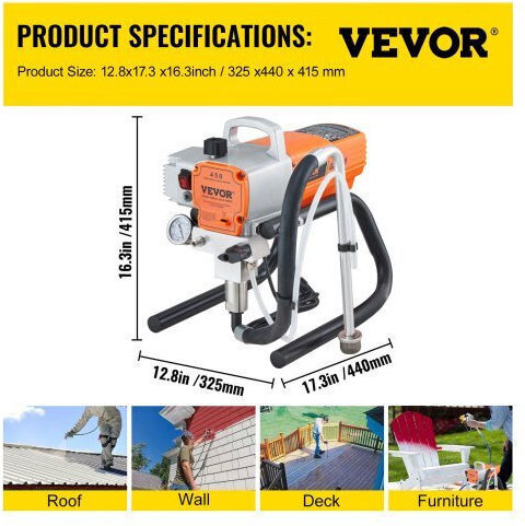 Vevor Airless Πιστόλι Βαφής Άνω Δοχείου