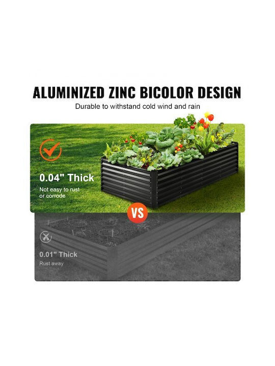 Vevor Γλάστρα Μεταλλική Σκούρο Γκρι 240x120x60εκ.
