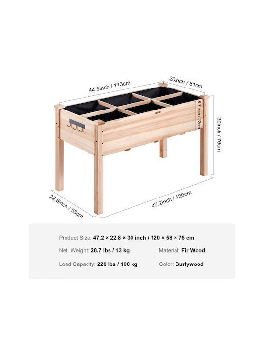 Vevor Topf Hölzernes 120x58x76cm.
