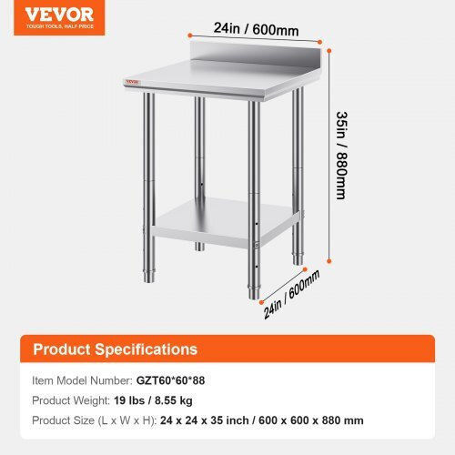 Vevor Steel Workbench L60xD60xH88cm