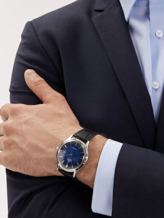 Orient Ανδρικό Ρολόι 42mm Αυτόματο με Μαύρο Δερμάτινο Λουράκι