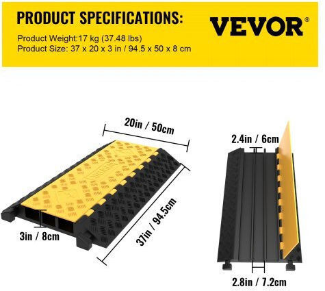 Vevor Προστατευτικό Καλωδίων Μαύρο GXB900X580X75-3PCV0 1τμχ